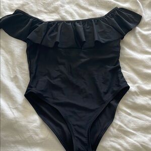 Women’s Black Ruffle One Piece Swimsuit